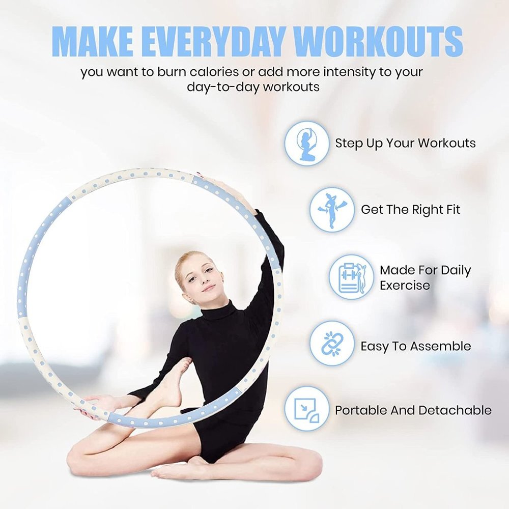 Weighted Hoola Hoop For Adults, Blue and Grey